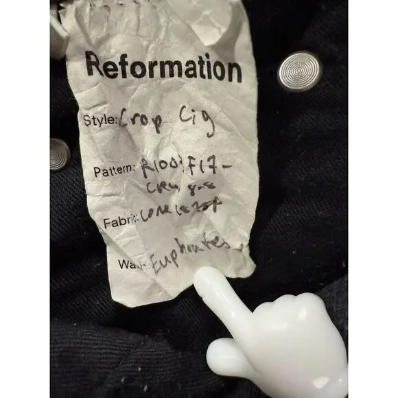 Reformation Crop Cigarette Euphrates Raw Hem Frayed Charcoal‎ Black - Picture 10 of 16